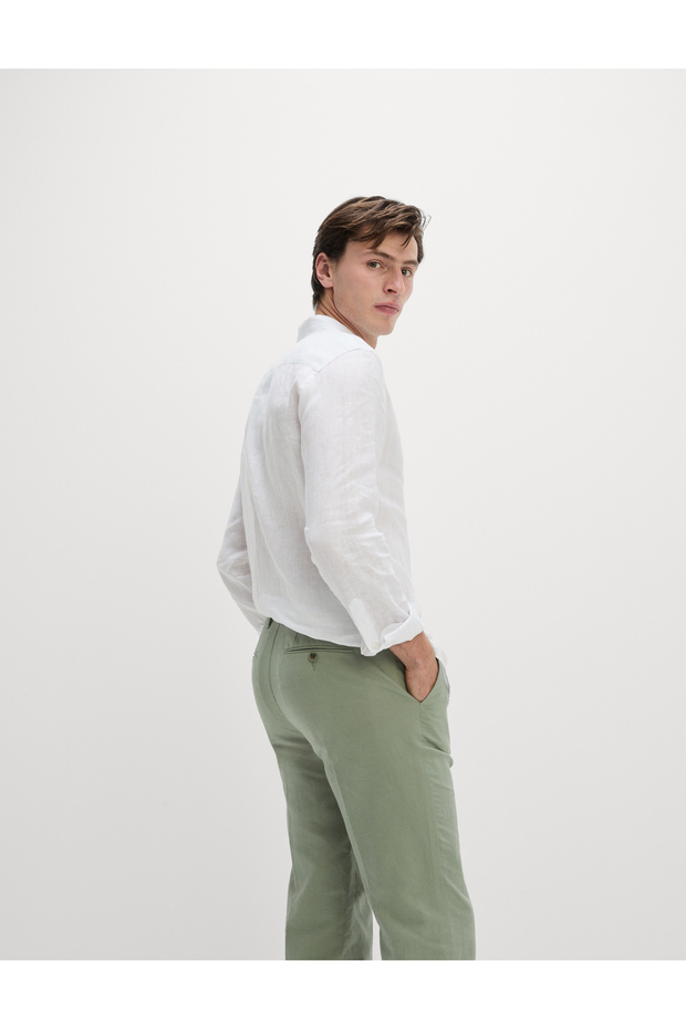 Regular Fit Keten Karışımlı Chino - 3