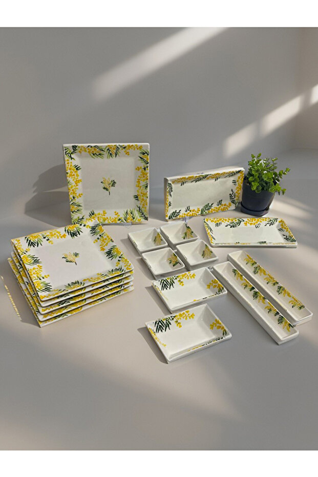 16 Piece Mimosa Breakfast Set for 6 People Handmade Breakfast Presentation Serving Plate Set