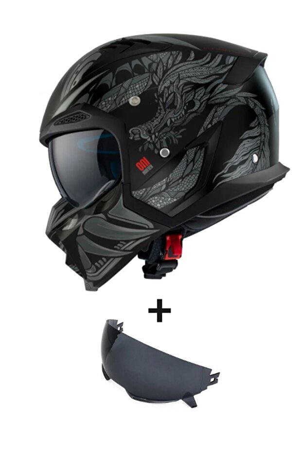 HUNTER SV ONI B2 MATT GRAY ÇİFT VİZÖRLÜ ÇENE ÇIKABİLEN MODEL - 1