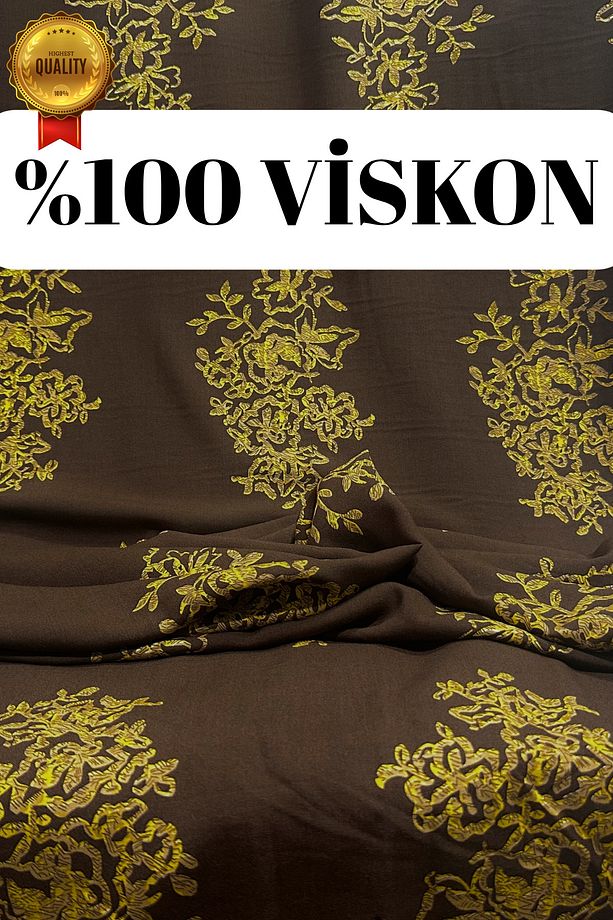 İthal Damask Desenli %100 Viskon Kumaş – Şık ve Klasik Tasarım – Elbiselik / Dekoratif 5 Farklı Renk - 1