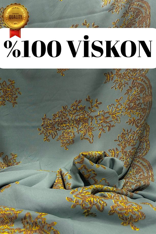 İthal Damask Desenli %100 Viskon Kumaş – Şık ve Klasik Tasarım – Elbiselik / Dekoratif 5 Farklı Renk - 1