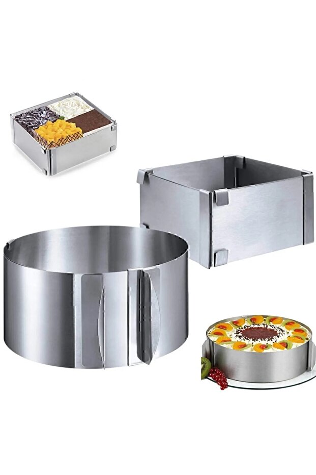 Adjustable Cake Circle Set of Two (round and square 8 cm) - 1