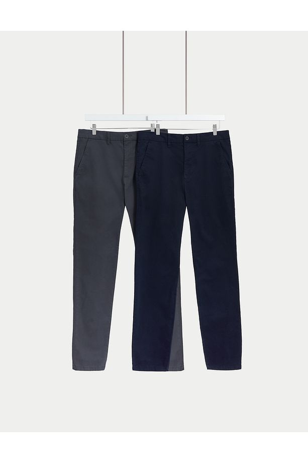 2'li Regular Fit Stretch Chino Pantolon Seti - 1