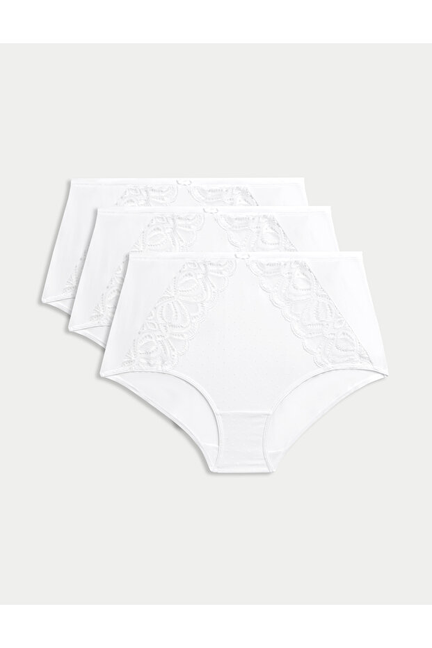 3'lü Amelia Dantelli Full Brief Külot - 3