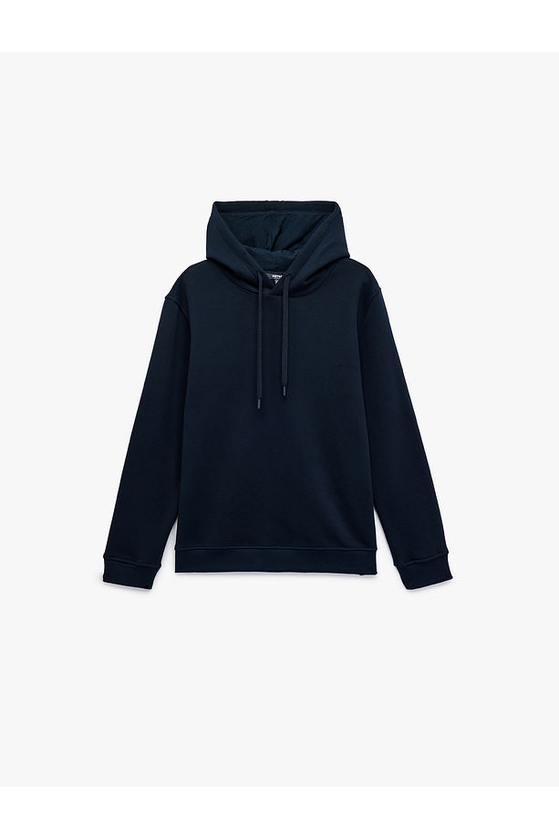 Şardonlu Uzun Kollu Basic Kapşonlu Sweatshirt - 3