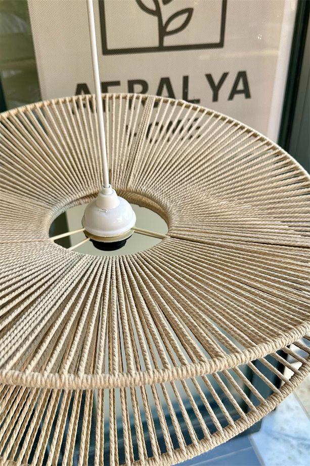 Hasır Sarkıt Avize 2 Şeritli avize / Bohem avize / Salon Modern Avize / Hasır Rattan Bambu Avize - 4
