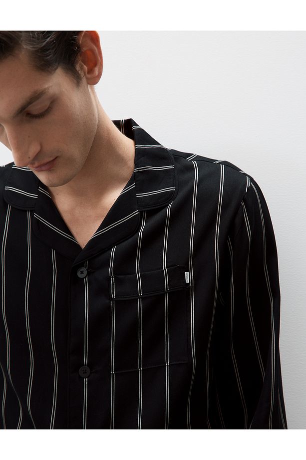 Regular Fit Çizgili Pijama Üstü - 2