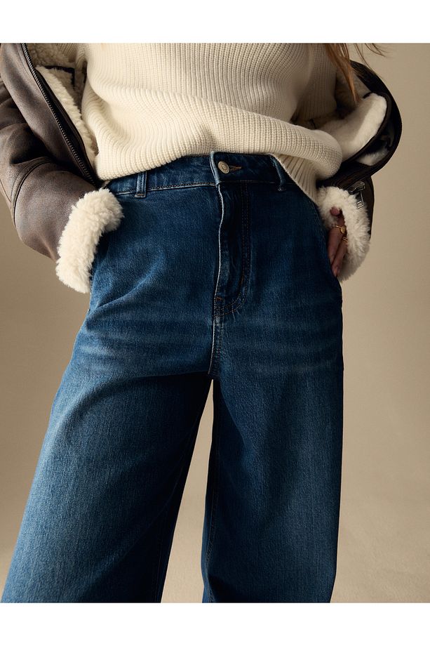Yüksek Bel Wide Leg Jean Pantolon - 2
