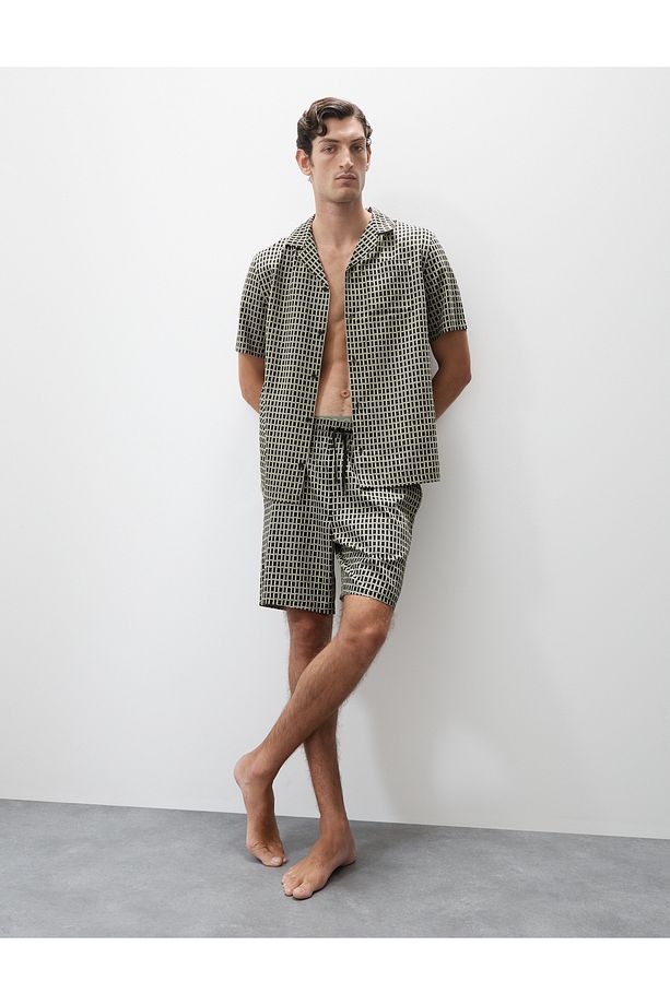 Pamuk Karışımlı Desenli Pijama Şortu - 3