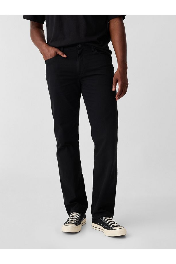 Erkek Siyah Straight Denim Jean Pantolon - 6
