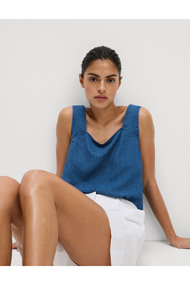 Kare Yaka Askılı Bluz - 1