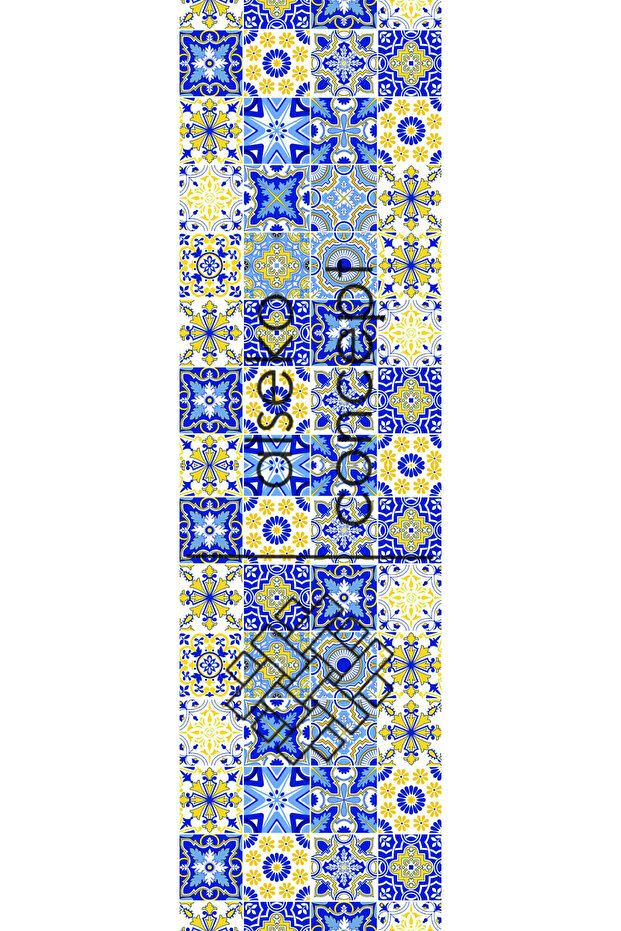 سجادة ساكس مزينة بشراشيب، نمط البلاط مقاس 40 × 140 سم - 4