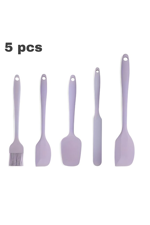5 Piece Silicone Set, Heat Resistant, Flexible, Lilac Color