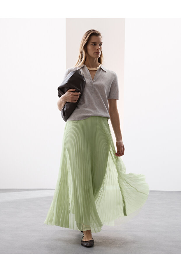 Pileli Maxi Etek - 1