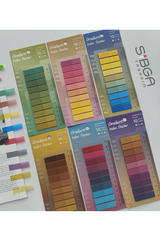Şeffaf Renkli Postit Post-it Post It. Kitap Ayracı Ayraç Postit Sticker Not Kağıdı 200 Yaprak - 8