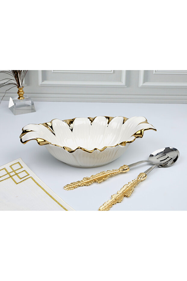 Flora Gold Oval Deep Presentation Plate 32*18*8 cm