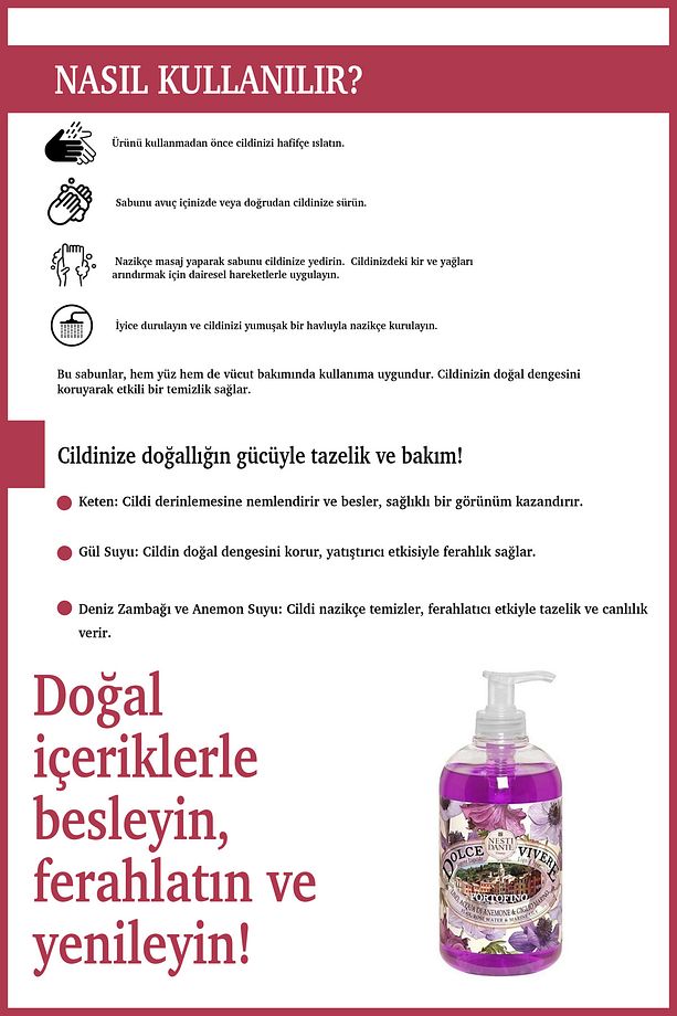 Dolce Vivere Portofino Sıvı Sabun 500ml | Sıkılaştırıcı Ve Nemlendirici | Zambak Ve Gül - 5
