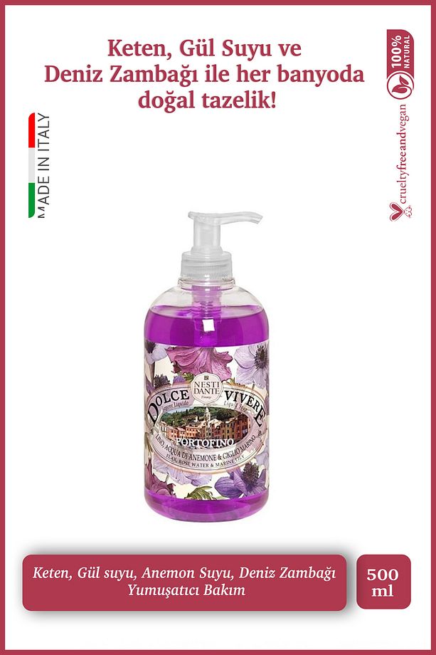 Dolce Vivere Portofino Sıvı Sabun 500ml | Sıkılaştırıcı Ve Nemlendirici | Zambak Ve Gül - 1