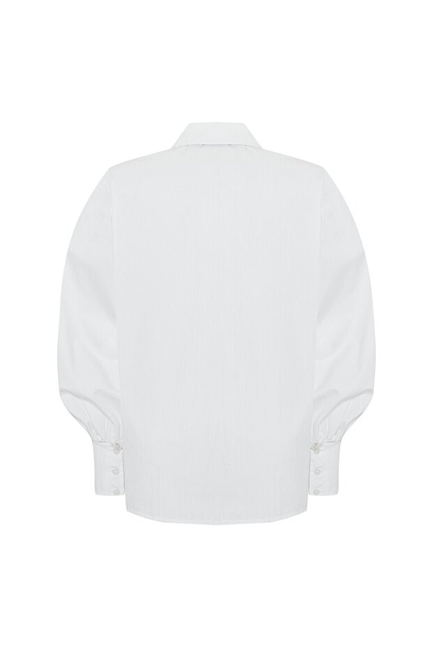 Çiçek Dikiş Detaylı Pamuk Regular Kemik Gömlek - 7