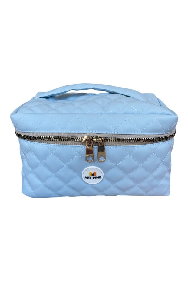 Quilted Travel Makeup Bag - Trend Cosmetic Accessory Leather