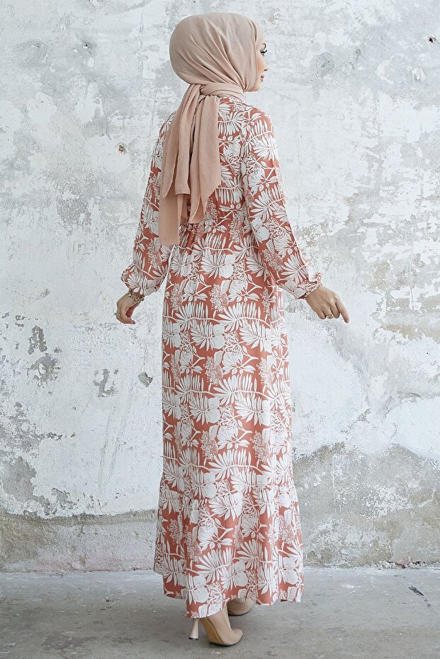 Fale Complex Leaf Viskosekleid – Lachs - 5