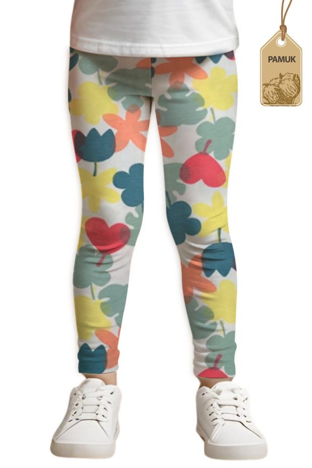 Girls' Leggings - Leaf Patterned Seasonal Summer Lycra Long Comfortable Anti-Sweat Cotton Leggings