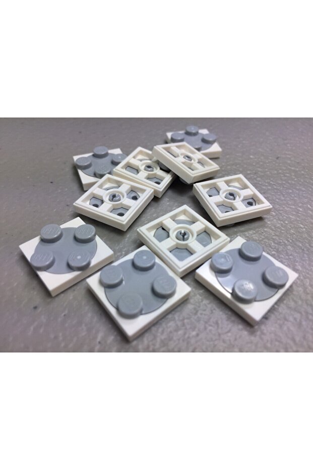Technic Custom Accessory Turntable 2 X 2 Plate White Base Gray Top 2 Pieces Will Be Sent
