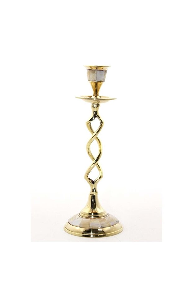 Tekli Pirinç Sedefli Şamdan - 2