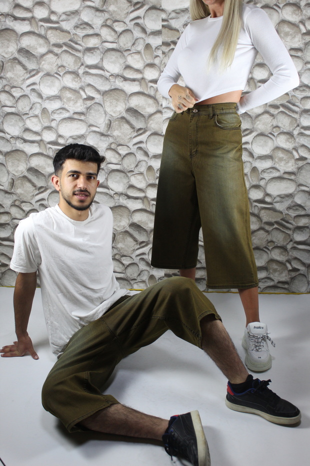 Likralı Yıkamalı Unisex Baggy Şortolon Şort - 8