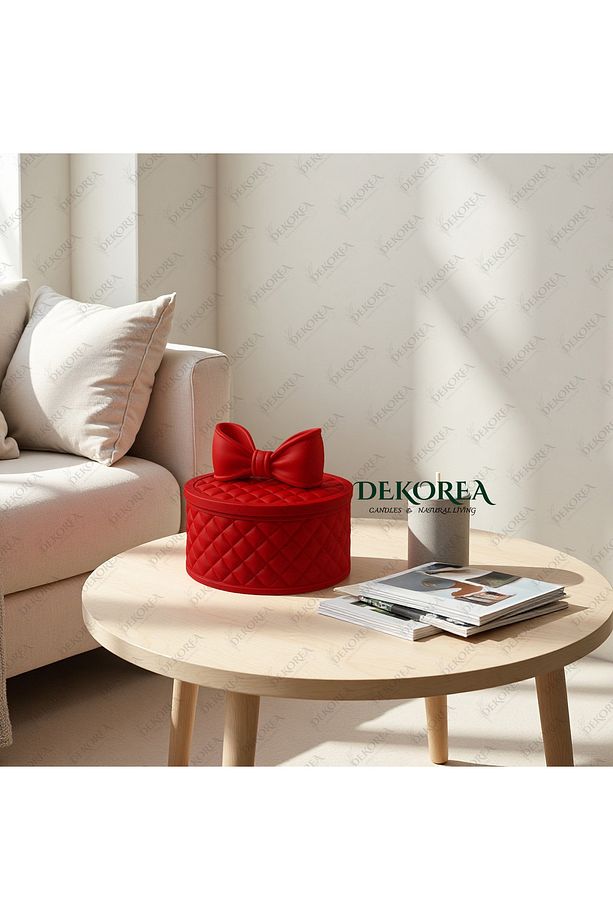 Luxe Bow Yuvarlak Kapaklı Dekoratif Saklama Kutusu – Şık Organizer & Hediye Kutusu - 3