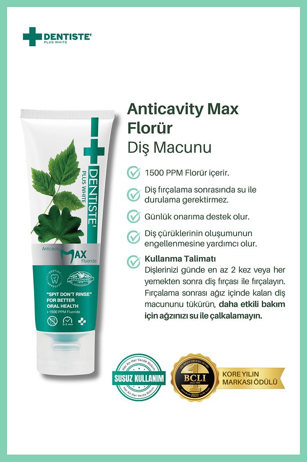 Antıcavıty Max Flourıde Toothpaste 45gr (SUSUZ KULLANIM) - 2