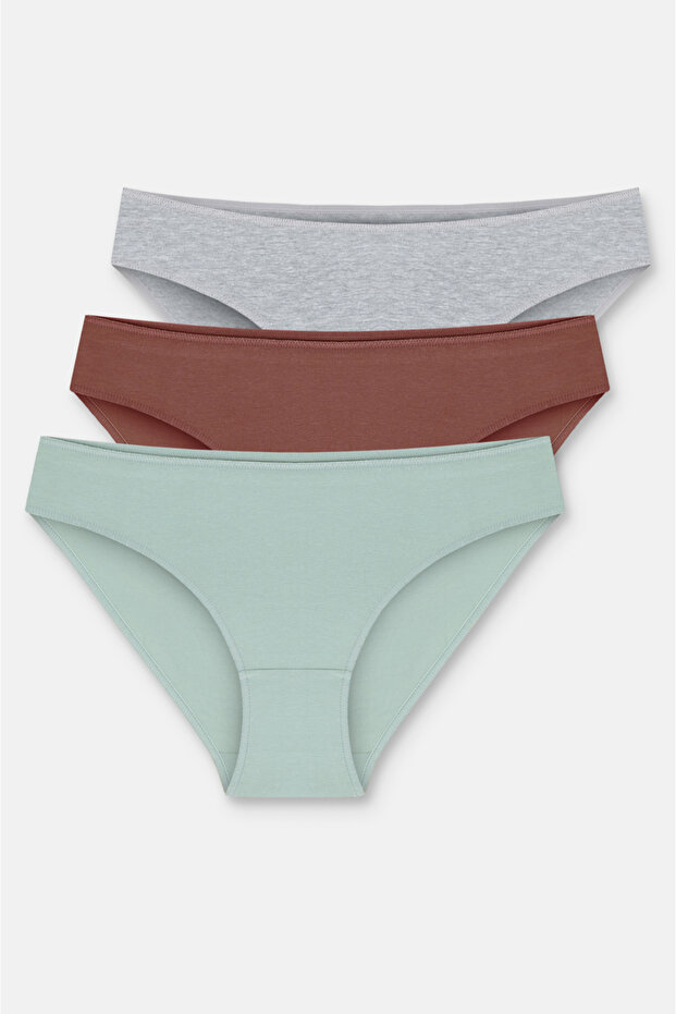 3'lü Pamuklu Basic Normal Bel Slip Külot - 1