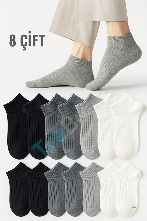 Enika Moda 8’li Pamuklu Derbili Unisex Çorap Seti – Renkli – Günlük & Spor – Cool Comfort
