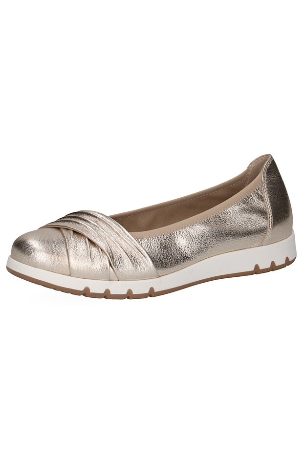 Damen Klassische Ballerina 9-22118-44 Goldfarben 959 Platin Metal Leder mit CAP MEMOTION - 1