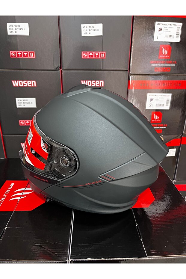 Helmets genesis sv solid mat yeşil çene açılır kask - 6