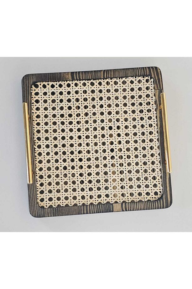 SİYAH HAZERAN TEPSİ - RATTAN TEPSİ - DEKORATİF TEPSİ - 4