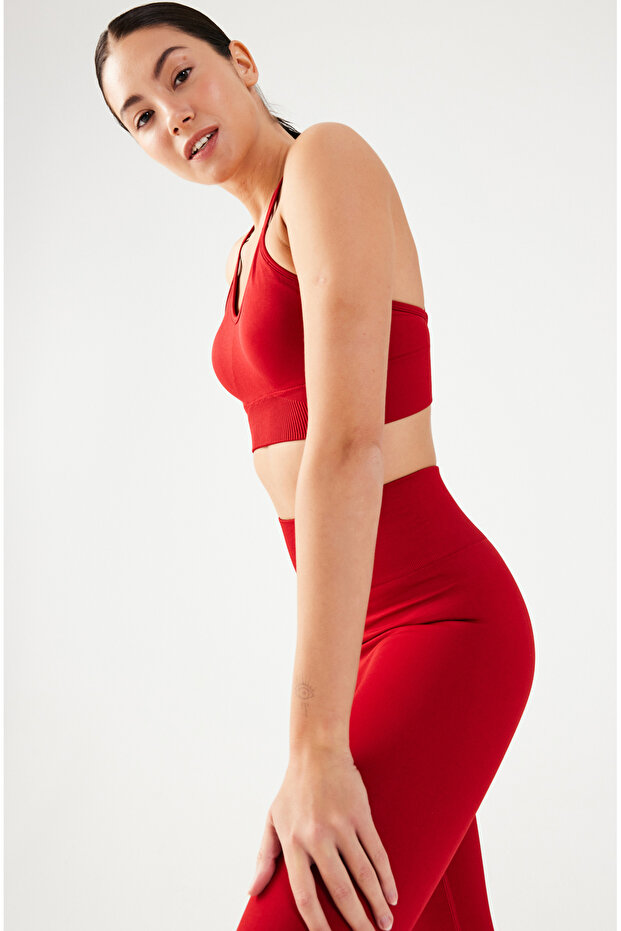 Thin Strap Sports Bra Red - 4