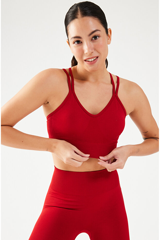 Thin Strap Sports Bra Red - 3