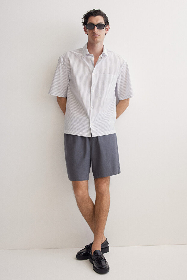 Keten Karışımlı Şort Relaxed Fit - 1