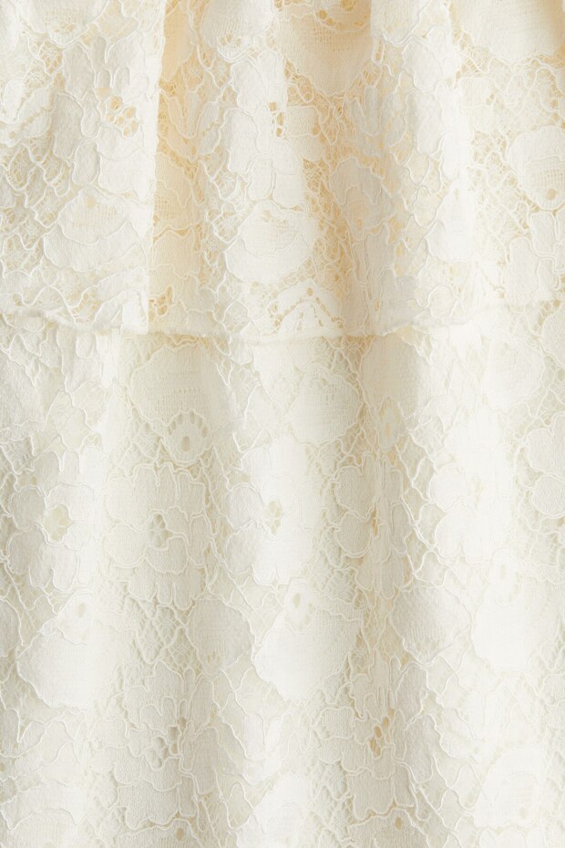 Farbalalı Dantel Elbise - 2