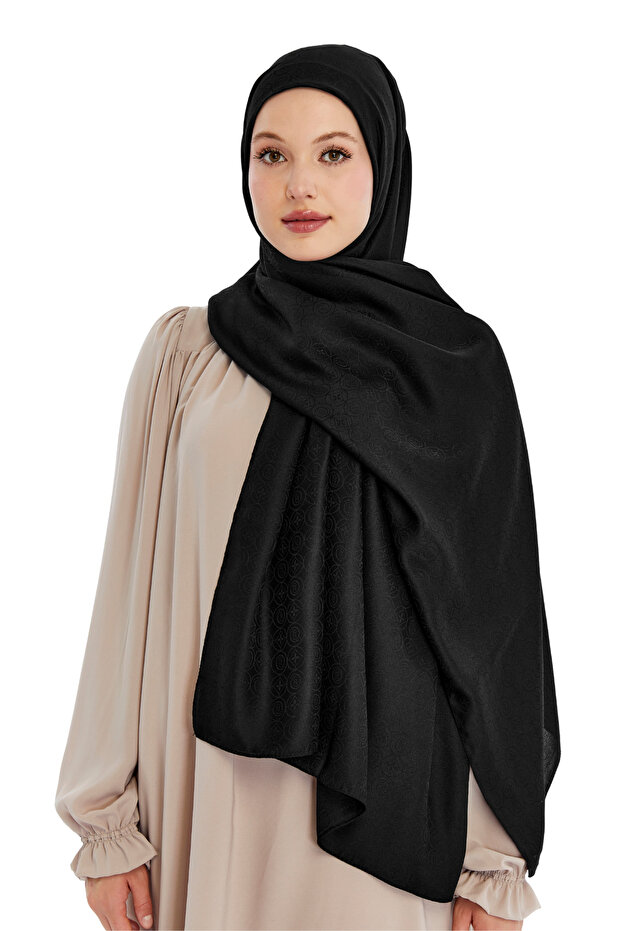 Monogram Star Pattern Shawl - Black - 2