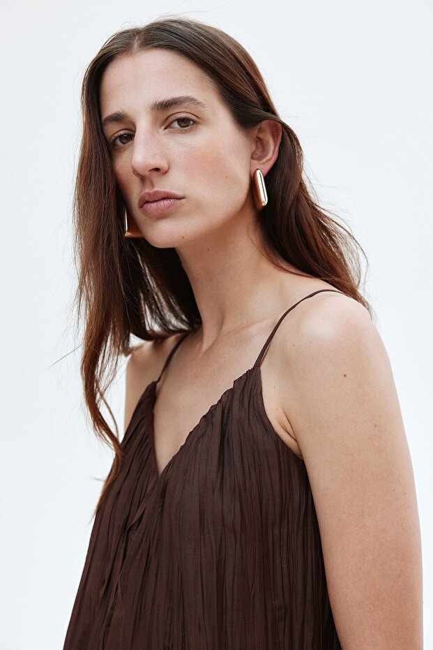 Askılı Krinkle Elbise - 5