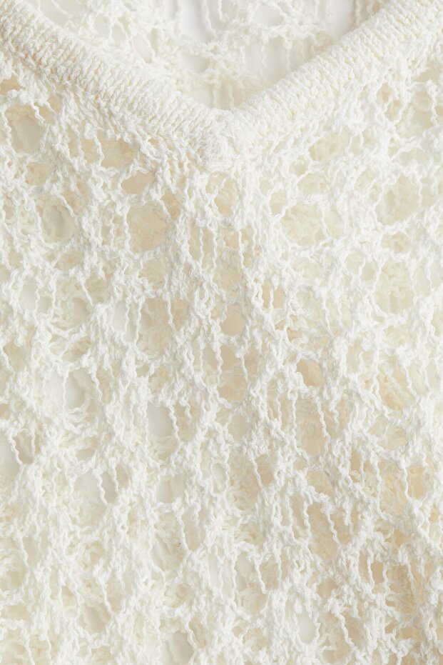 Delik Desenli Triko Plaj Elbisesi - 8