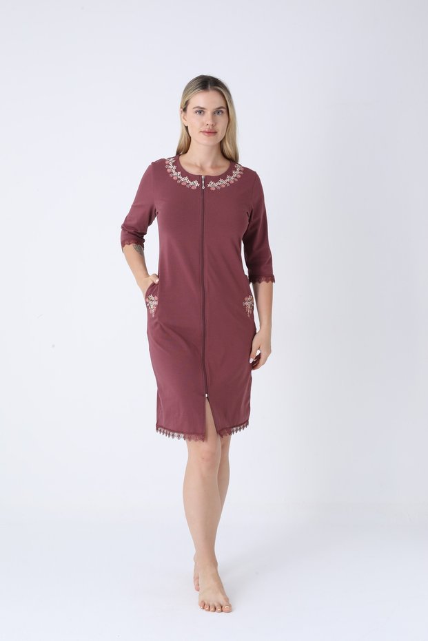 Women's Cotton Lycra Zipper Dress / Tile 7485