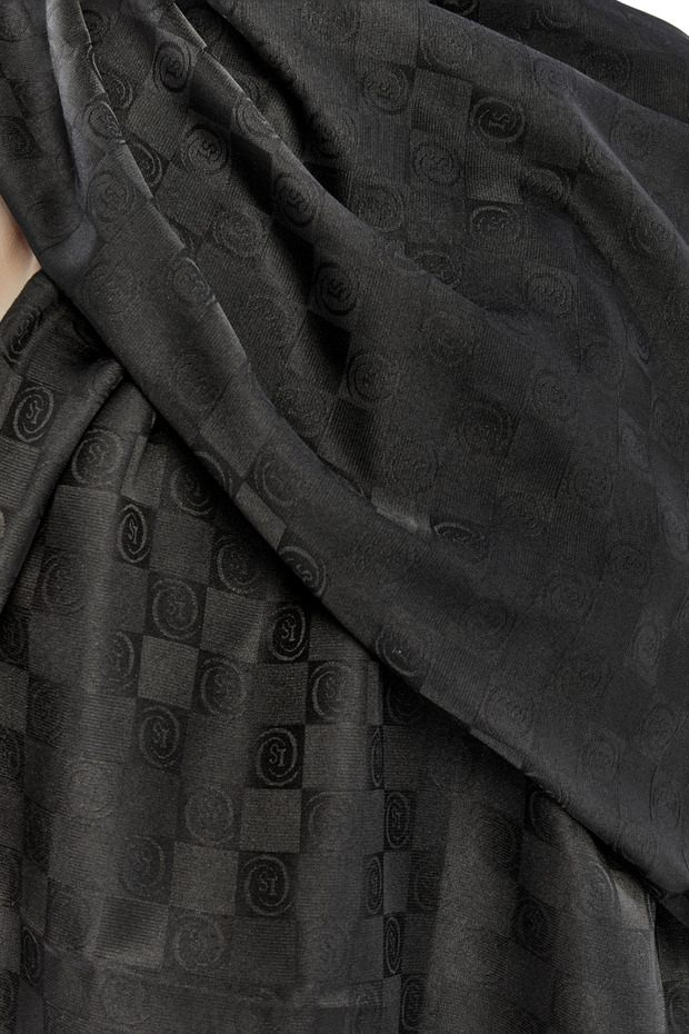 شال بنمط مونوغرام - أسود - 5