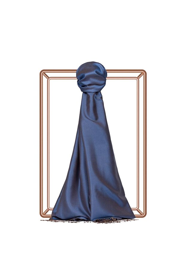 Double Sided Silk Shawl - Denim Blue