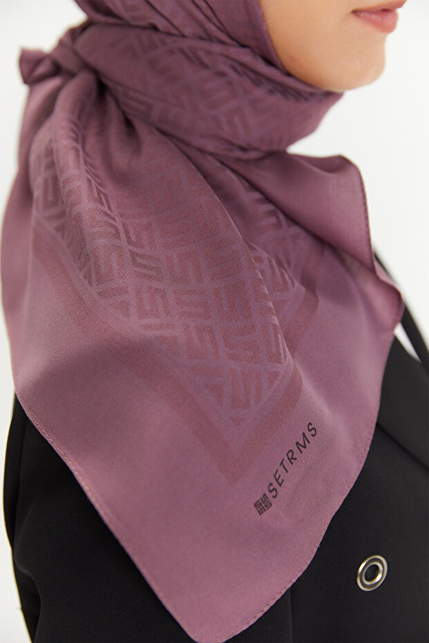 Logolu Çerçeveli Lyocell Eşarp - 4