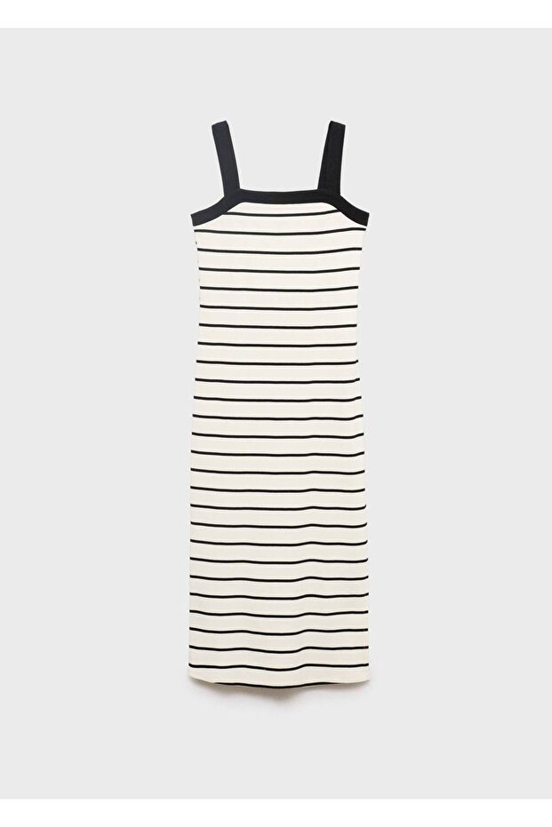 Çizgili midi boy elbise - 3