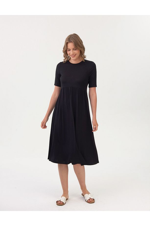Relaxed Fit Midi Örme Elbise - 1