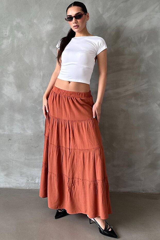 Kiremit Basic Uzun Pileli Etek SH159 - 1